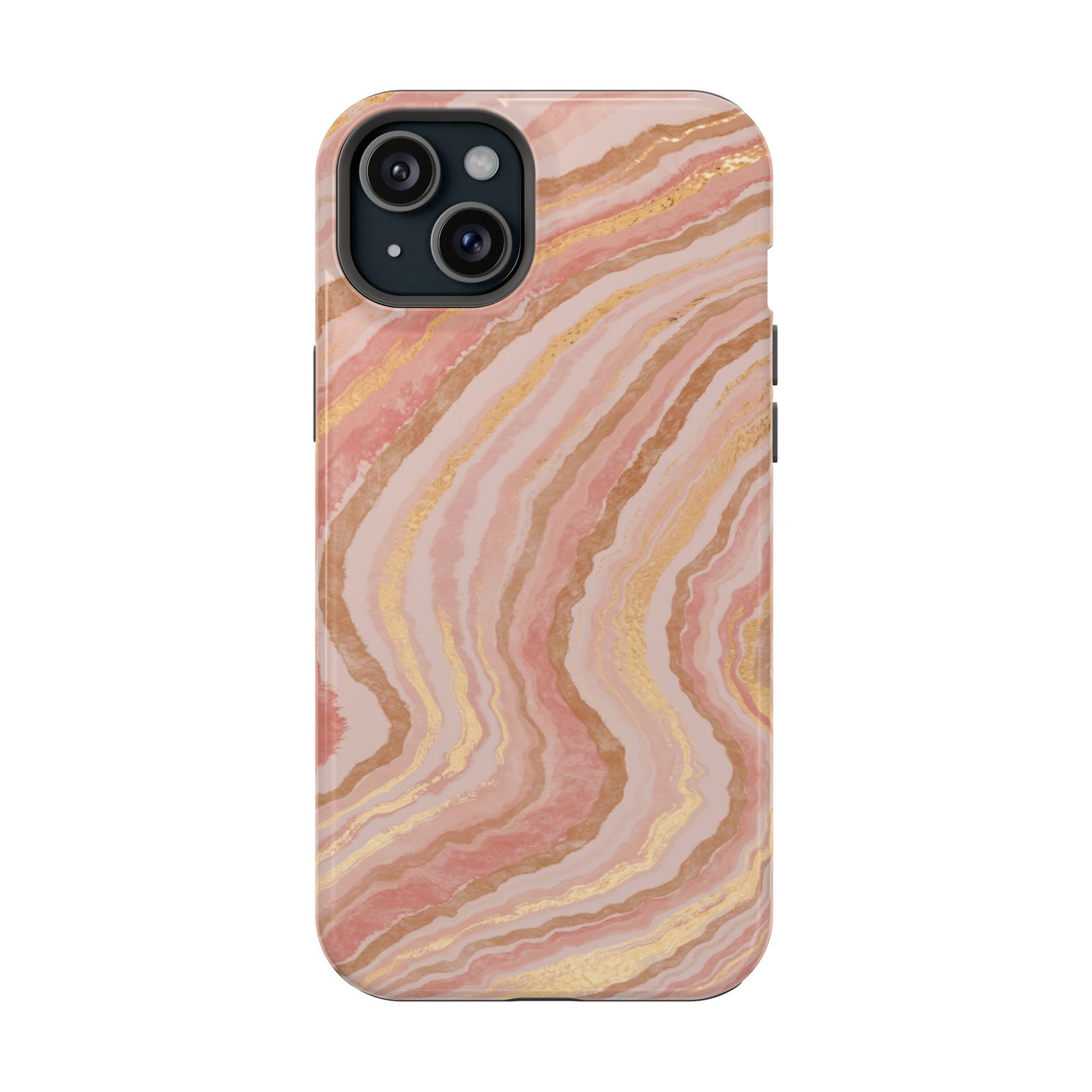 Rose Gold Marble Wave Phone Case – MagSafe Compatible for iPhone & Samsung Galaxy