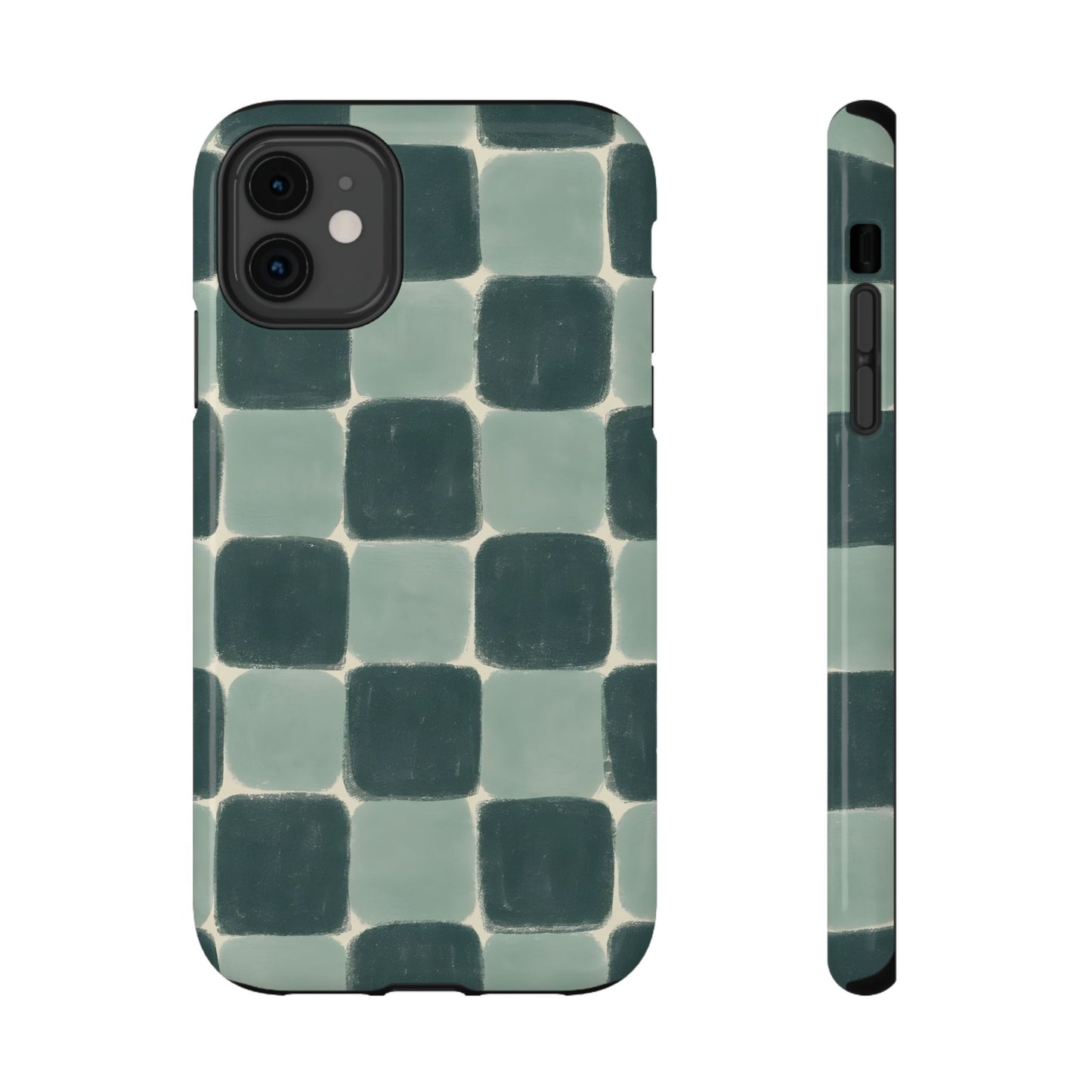Green Checkerboard Retro Phone Case – MagSafe Compatible for iPhone & Samsung Galaxy