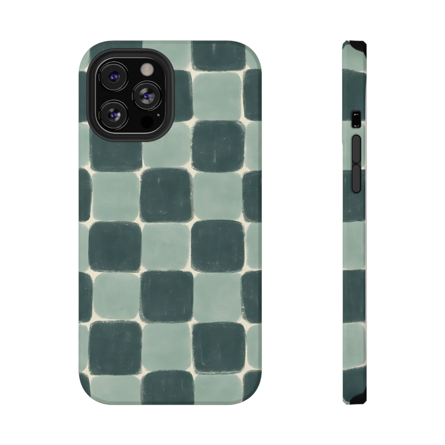 Green Checkerboard Retro Phone Case – MagSafe Compatible for iPhone & Samsung Galaxy