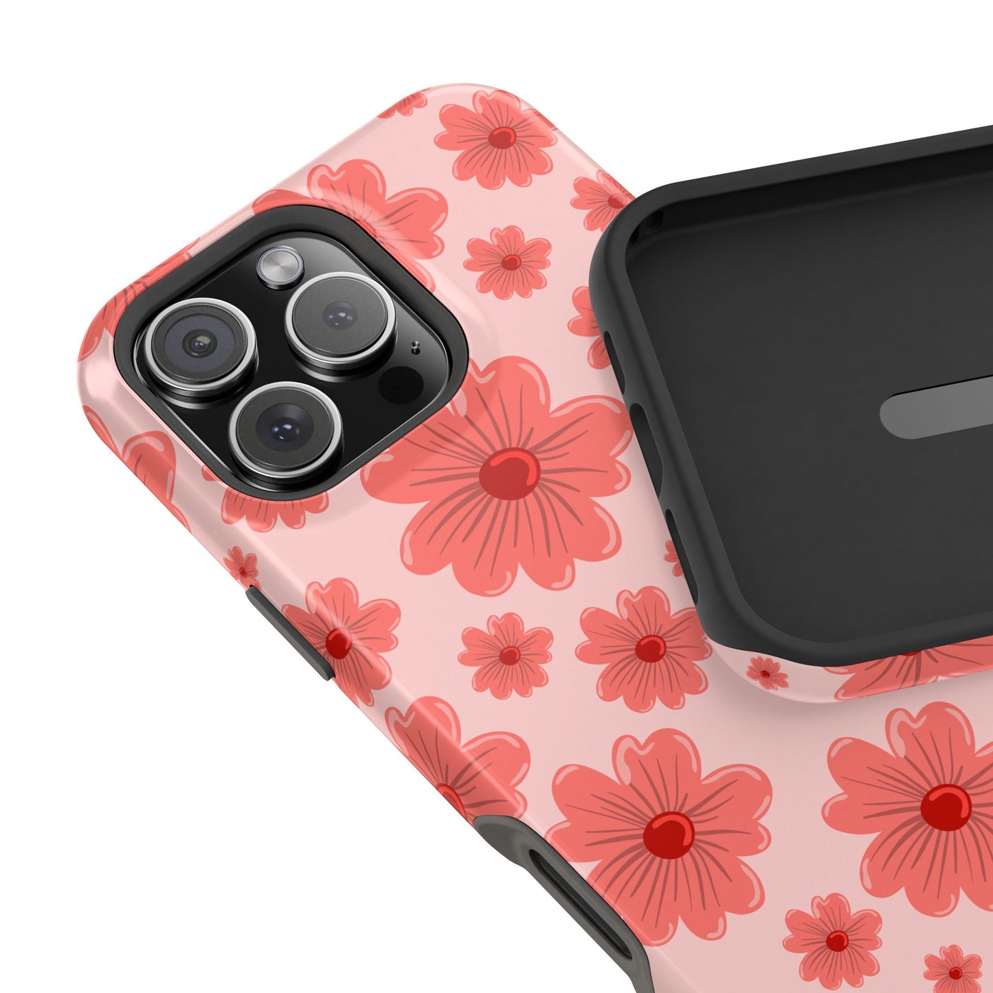 Blush Red Floral Phone Case – MagSafe Compatible for iPhone & Samsung Galaxy