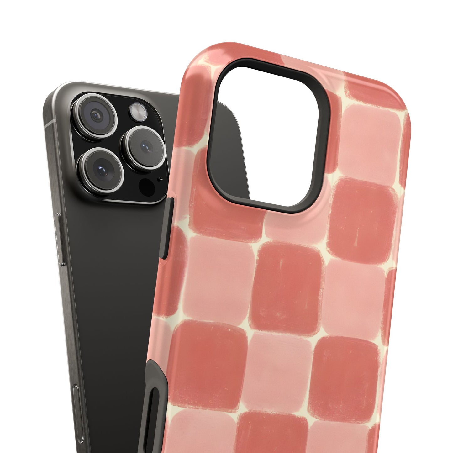 Blush Pink Checkerboard Phone Case – MagSafe Compatible for iPhone & Samsung Galaxy