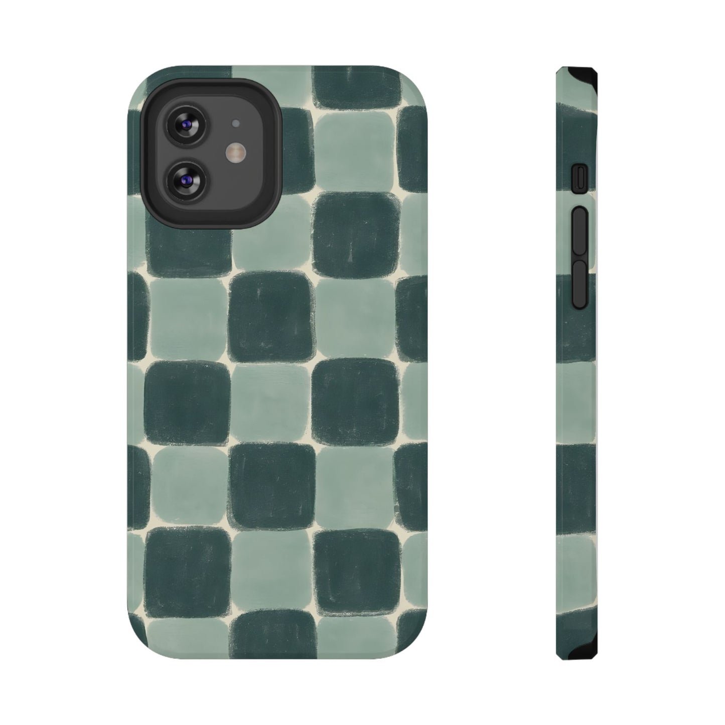 Green Checkerboard Retro Phone Case – MagSafe Compatible for iPhone & Samsung Galaxy