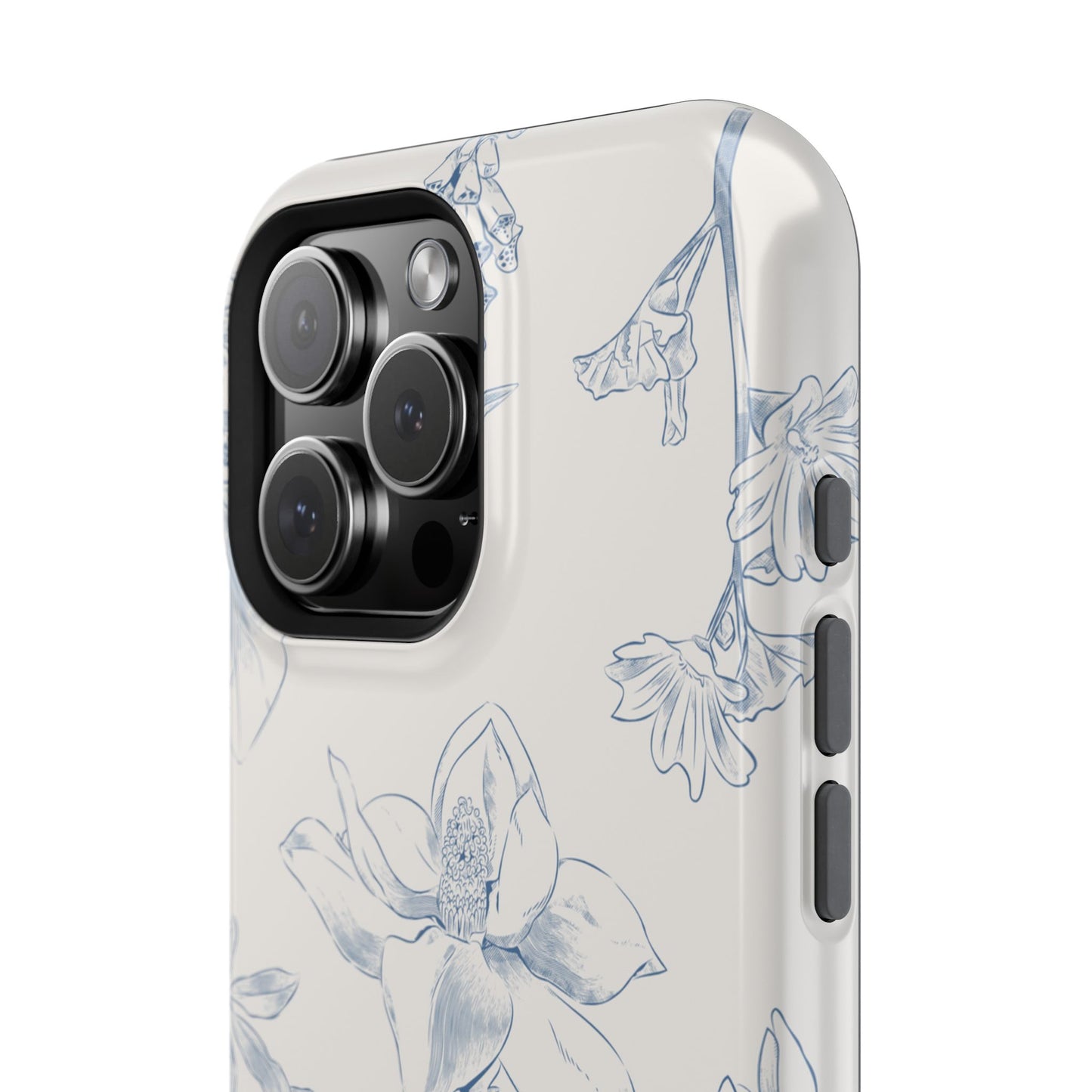 Vintage Blue Botanical Sketch Phone Case – MagSafe Compatible for iPhone & Samsung Galaxy
