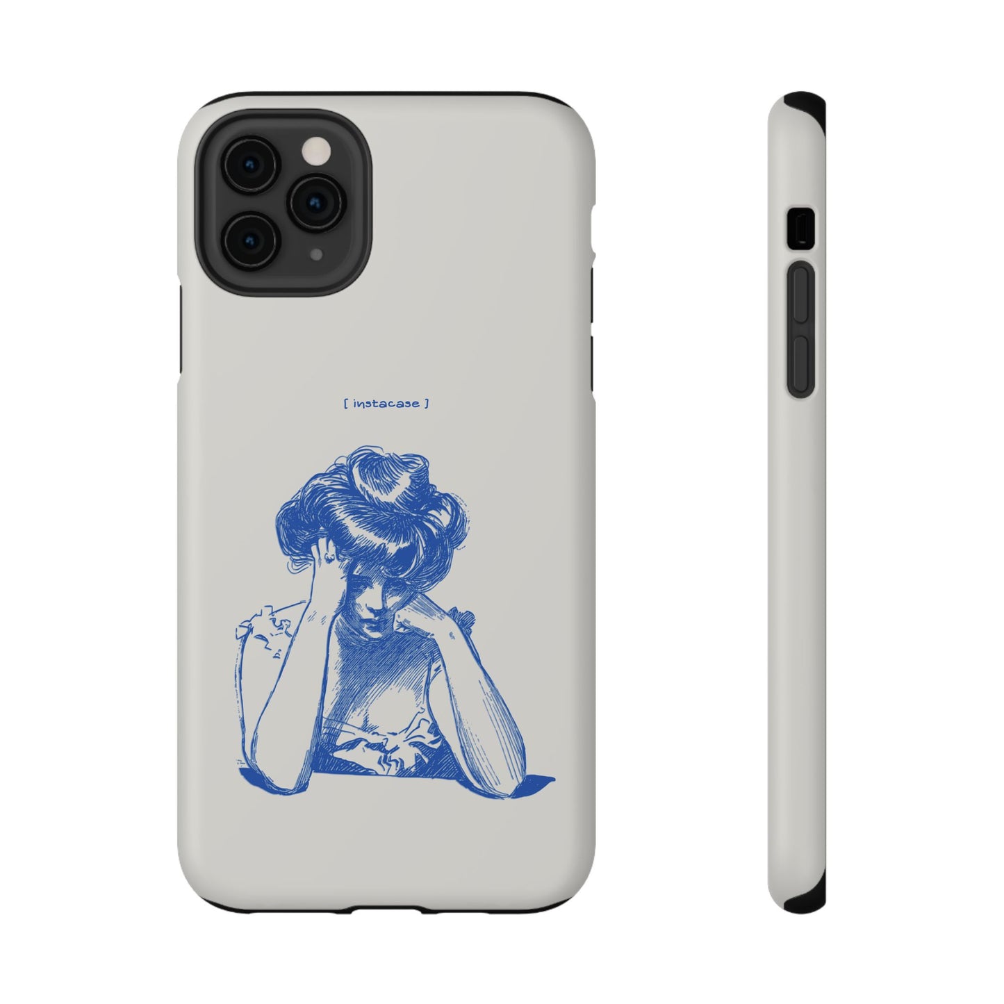 Melancholy Muse Line Art Phone Case – MagSafe Compatible for iPhone & Samsung Galaxy