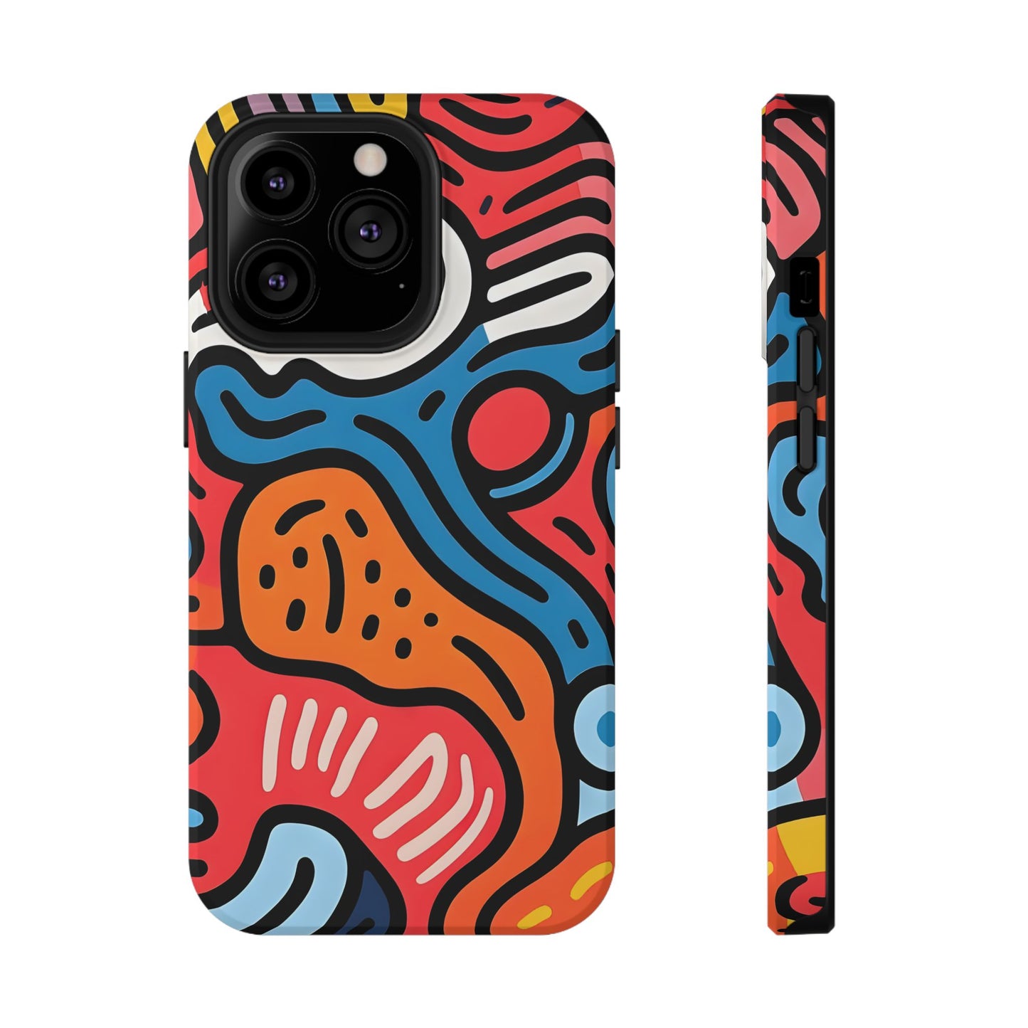 Bold Abstract Doodle Phone Case – MagSafe Compatible for iPhone & Samsung Galaxy