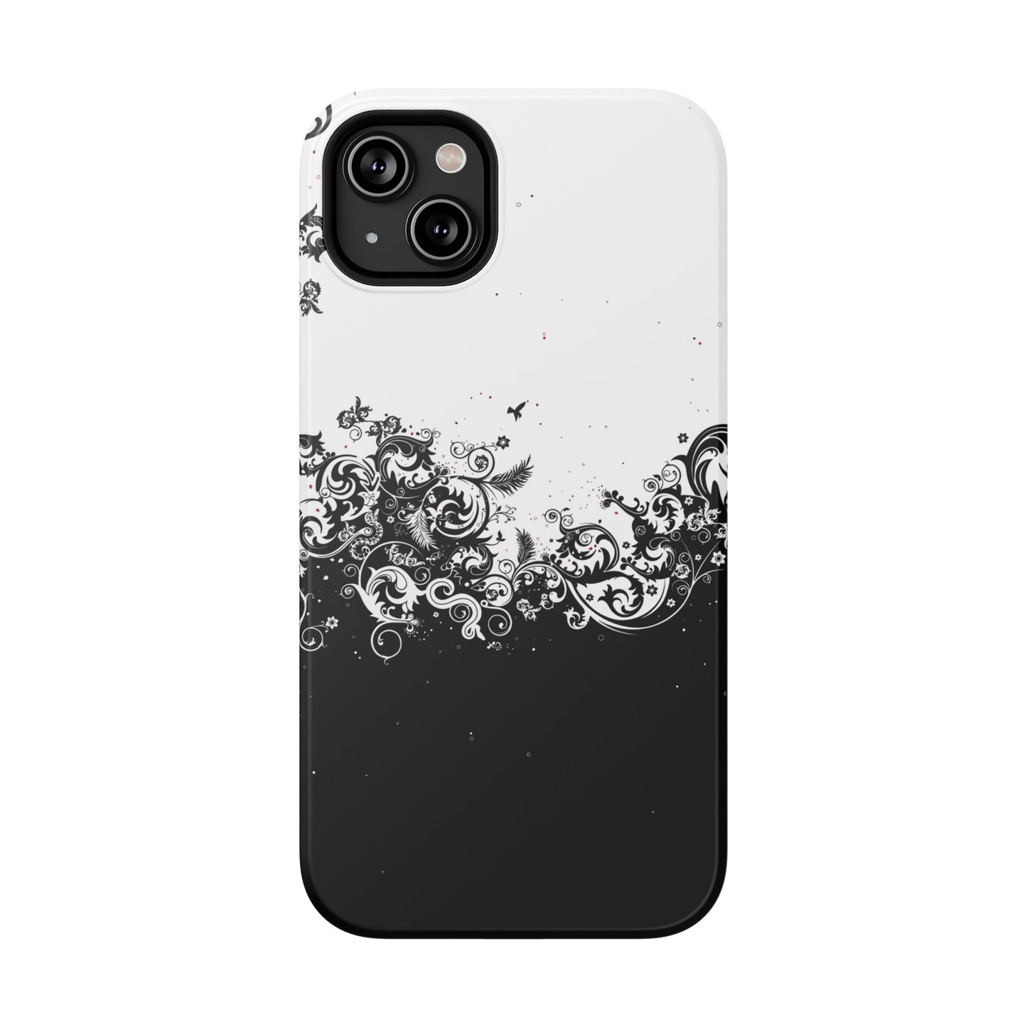 Ornate Black & White Floral Swirl Phone Case – MagSafe Compatible for iPhone & Samsung Galaxy