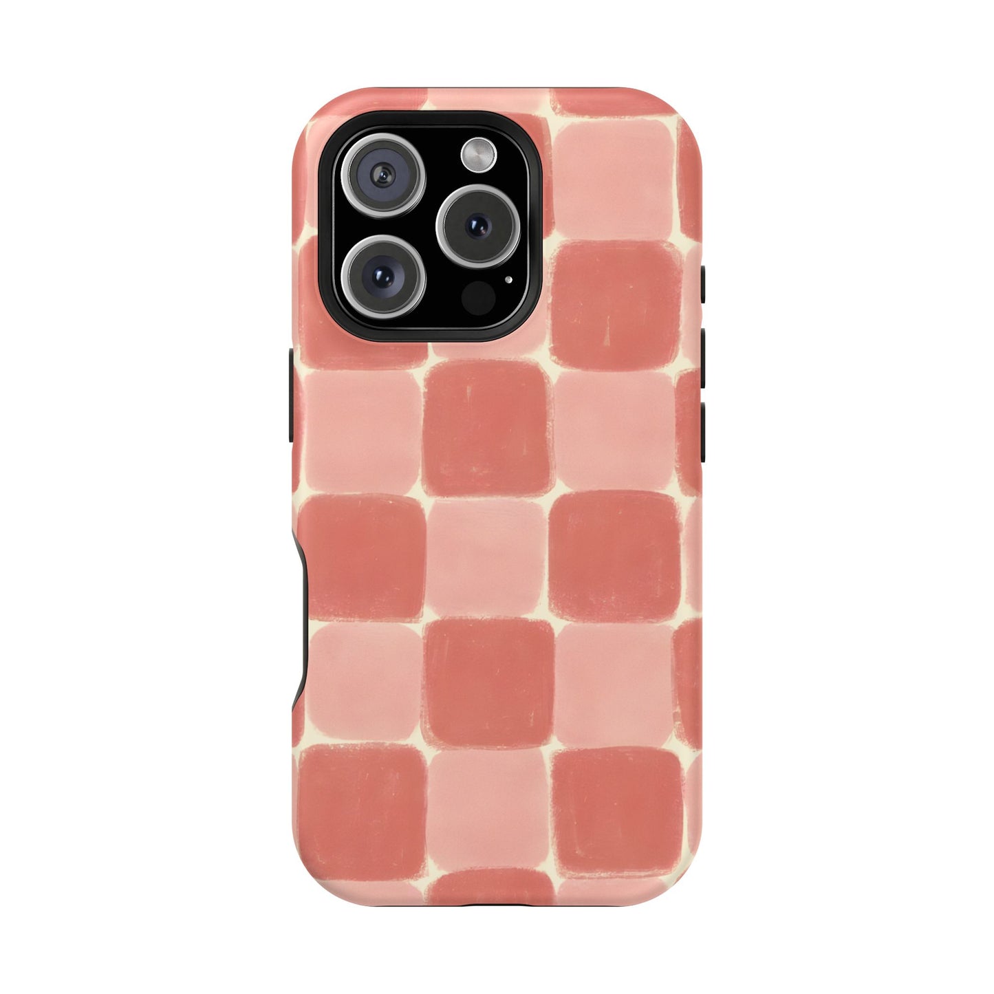 Blush Pink Checkerboard Phone Case – MagSafe Compatible for iPhone & Samsung Galaxy
