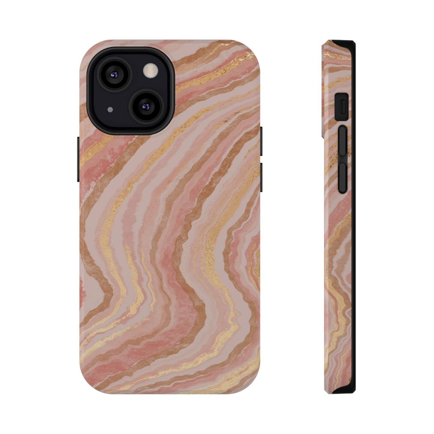 Rose Gold Marble Wave Phone Case – MagSafe Compatible for iPhone & Samsung Galaxy