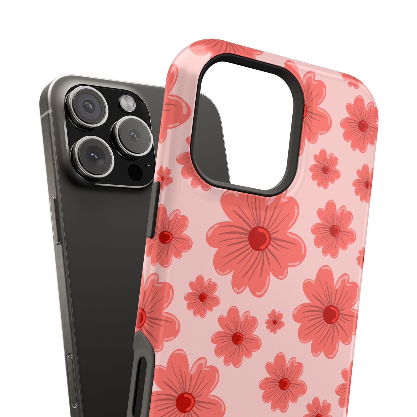 Blush Red Floral Phone Case – MagSafe Compatible for iPhone & Samsung Galaxy