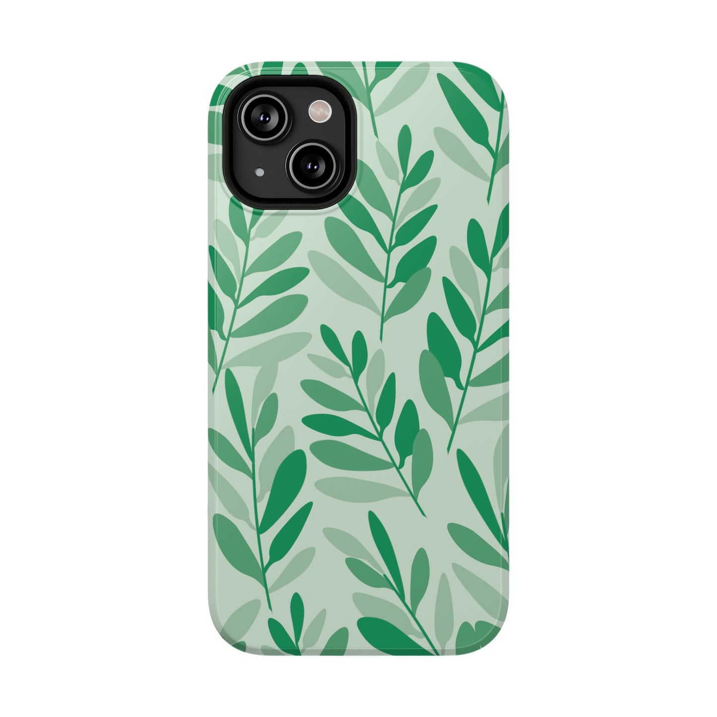 Green Leaf Pattern Phone Case – MagSafe Compatible for iPhone & Samsung Galaxy