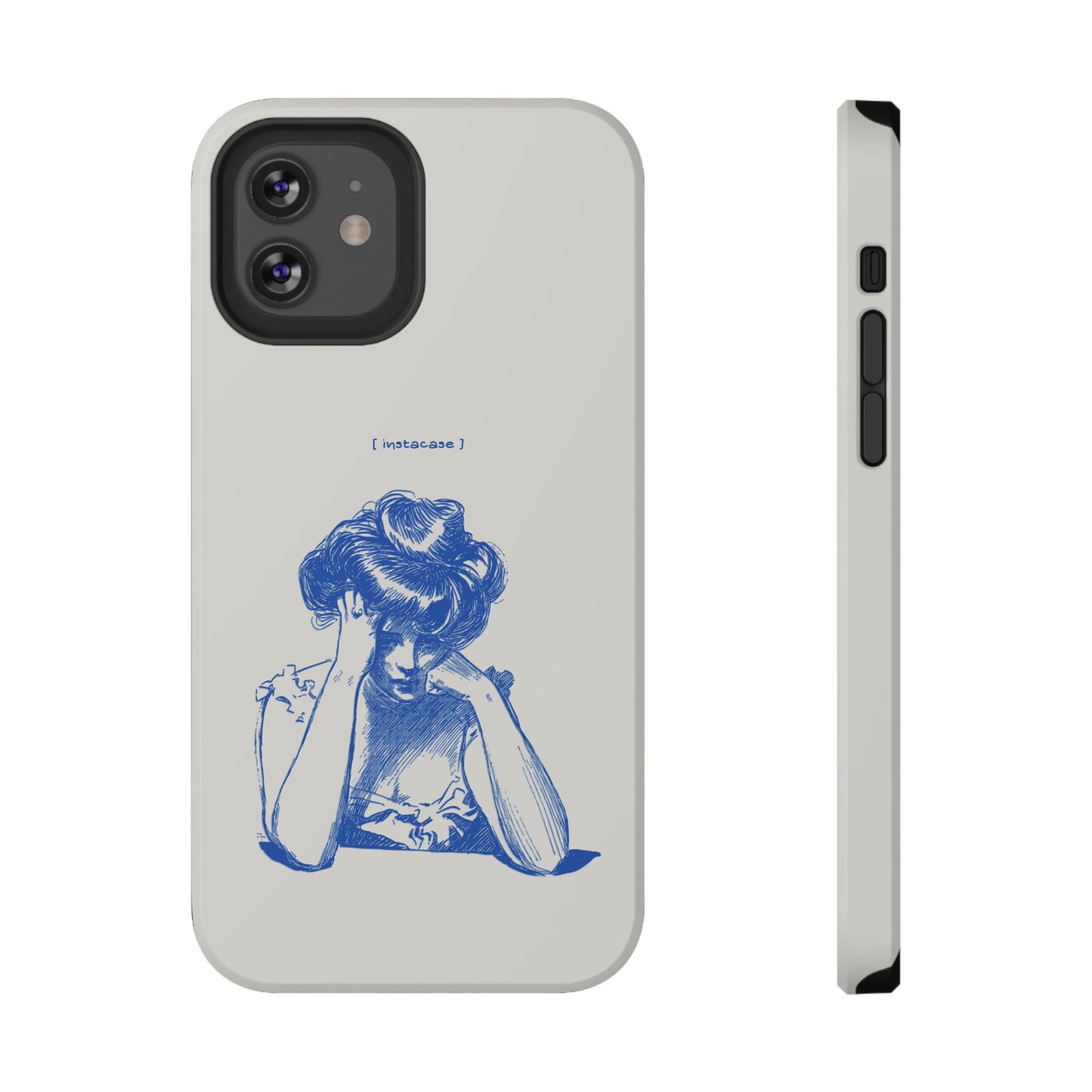 Melancholy Muse Line Art Phone Case – MagSafe Compatible for iPhone & Samsung Galaxy