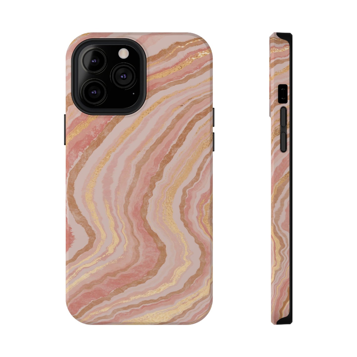 Rose Gold Marble Wave Phone Case – MagSafe Compatible for iPhone & Samsung Galaxy