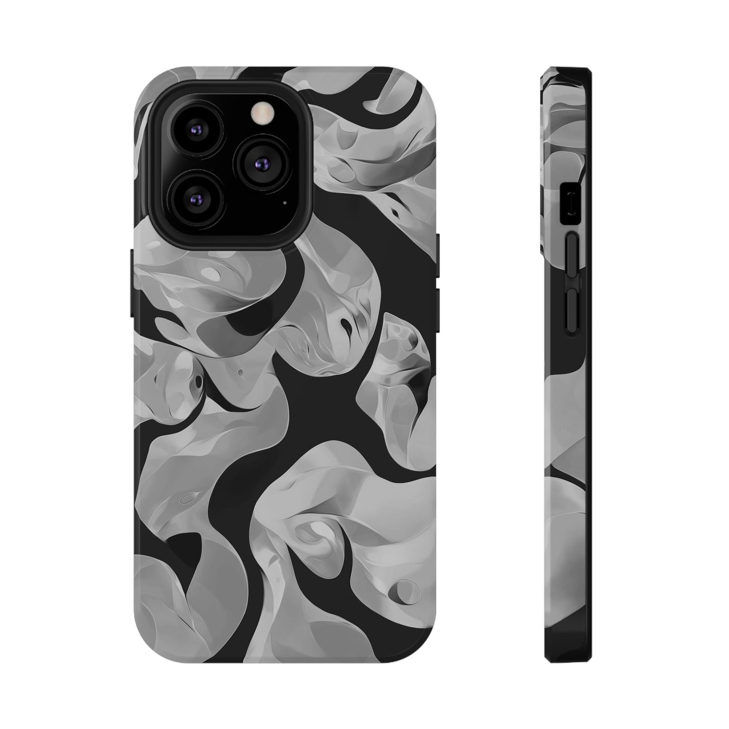 Abstract Monochrome Swirl Phone Case – MagSafe Compatible for iPhone & Samsung Galaxy