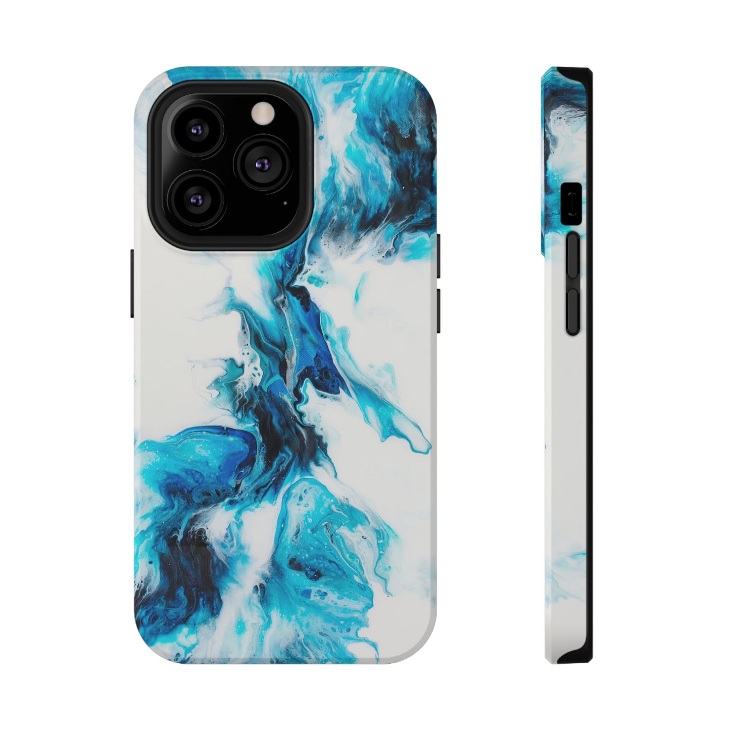 Electric Blue Splash Marble Phone Case – MagSafe Compatible for iPhone & Samsung Galaxy
