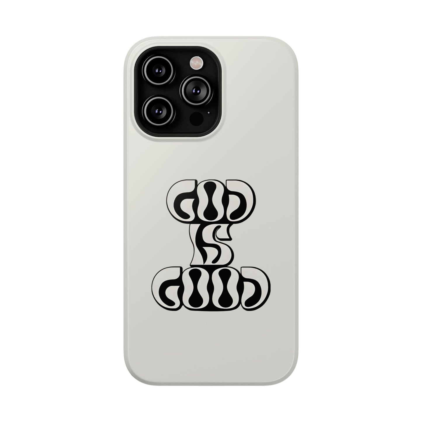 Black & White Bold "God Is Good" Phone Case – MagSafe Compatible for iPhone & Samsung Galaxy