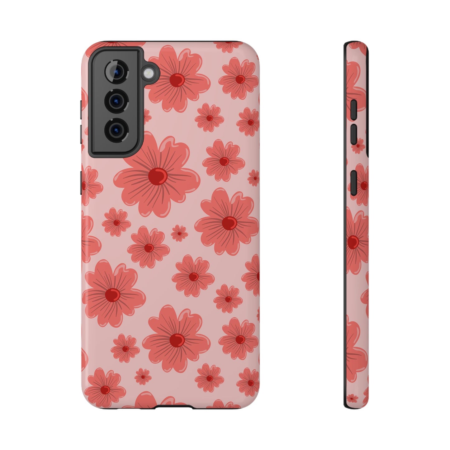 Blush Red Floral Phone Case – MagSafe Compatible for iPhone & Samsung Galaxy