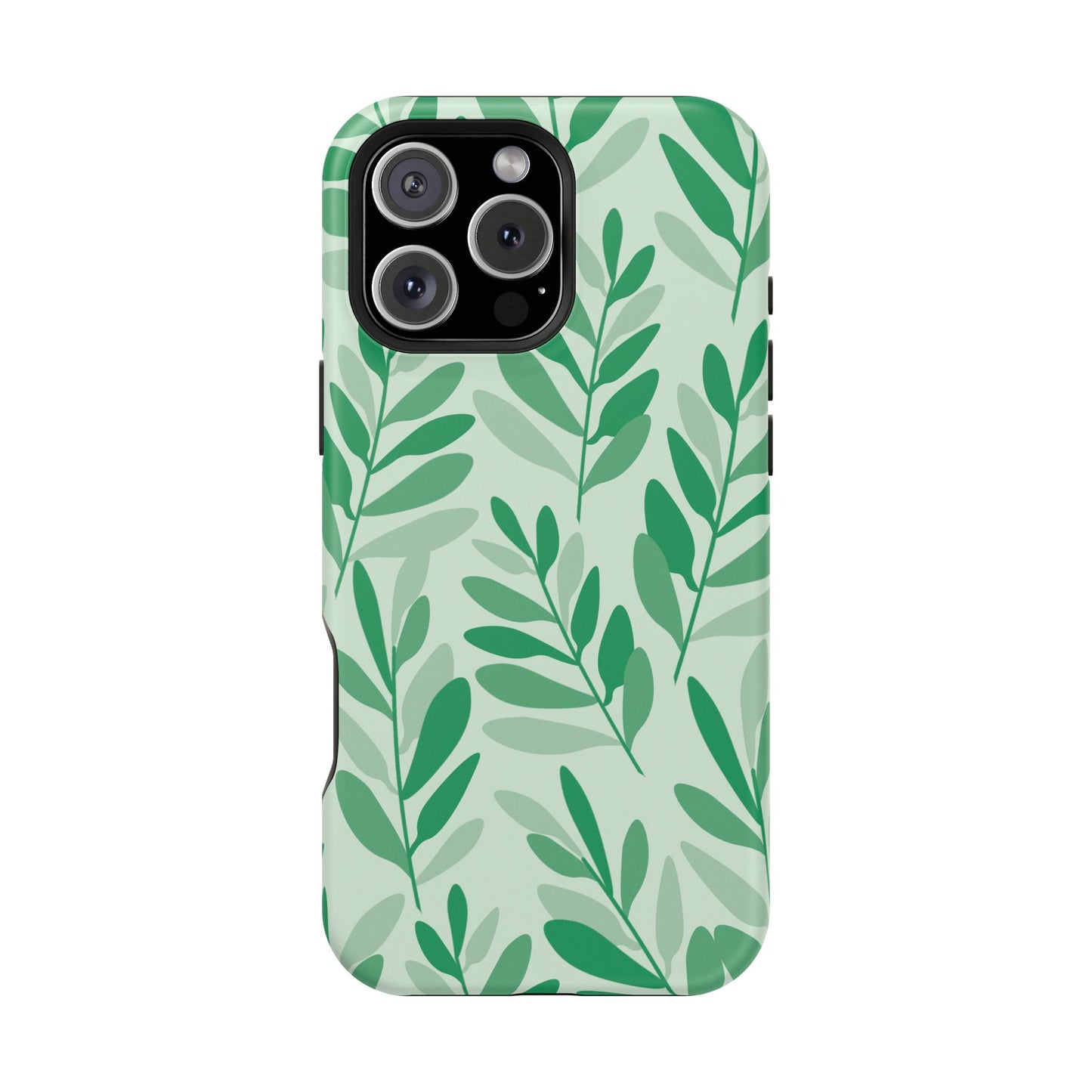 Green Leaf Pattern Phone Case – MagSafe Compatible for iPhone & Samsung Galaxy