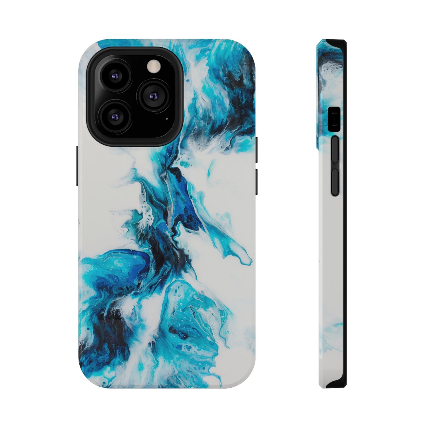 Electric Blue Splash Marble Phone Case – MagSafe Compatible for iPhone & Samsung Galaxy