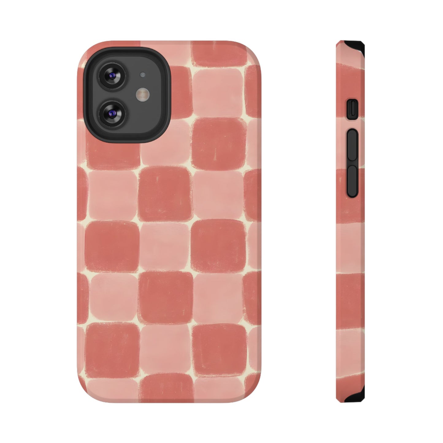 Blush Pink Checkerboard Phone Case – MagSafe Compatible for iPhone & Samsung Galaxy