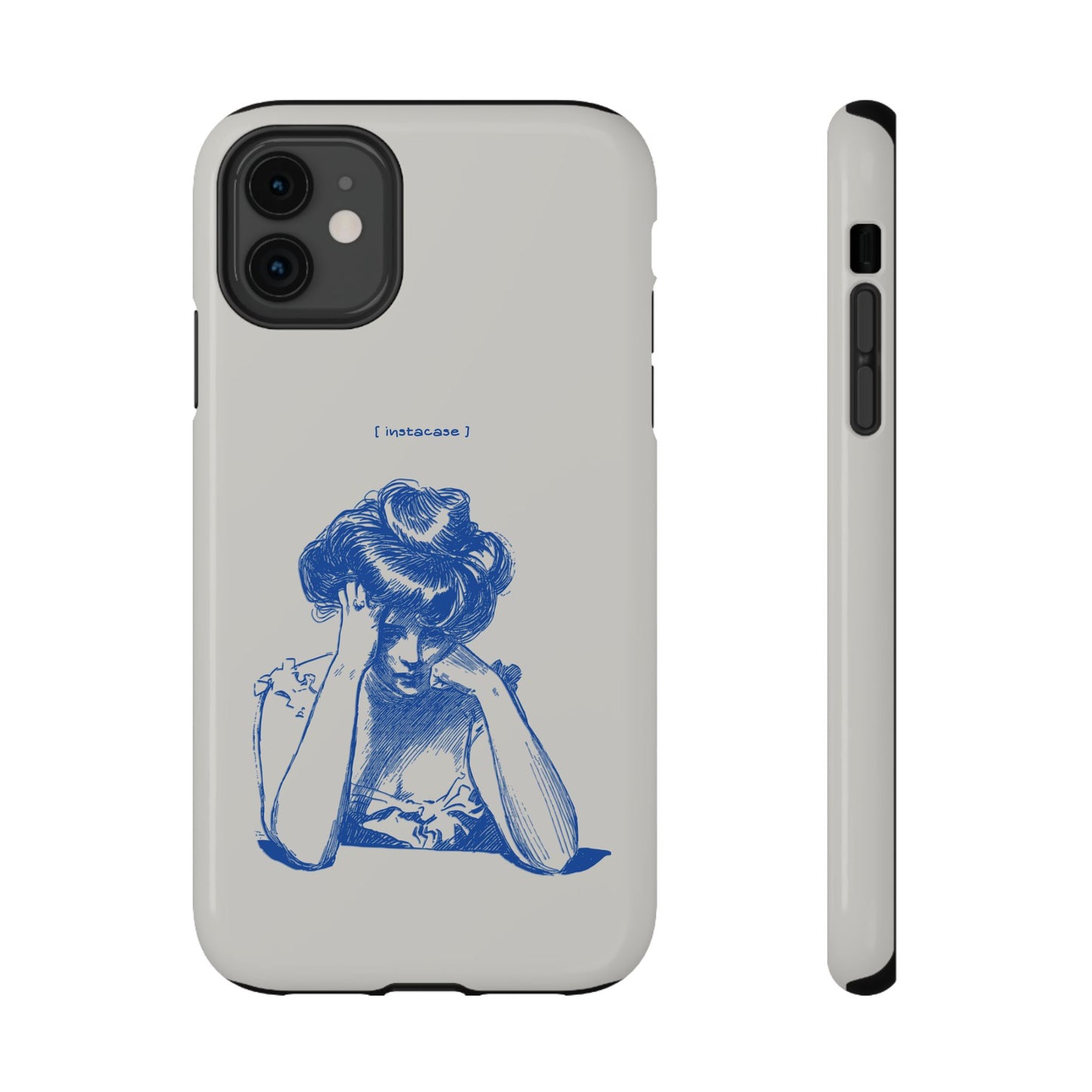 Melancholy Muse Line Art Phone Case – MagSafe Compatible for iPhone & Samsung Galaxy