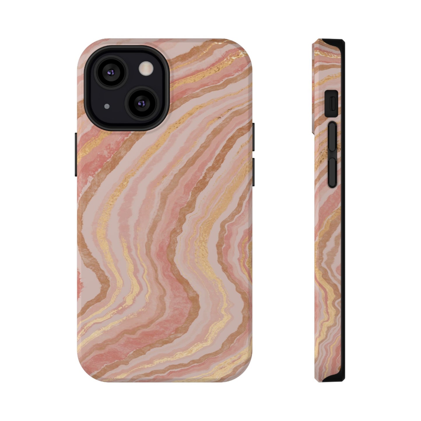 Rose Gold Marble Wave Phone Case – MagSafe Compatible for iPhone & Samsung Galaxy