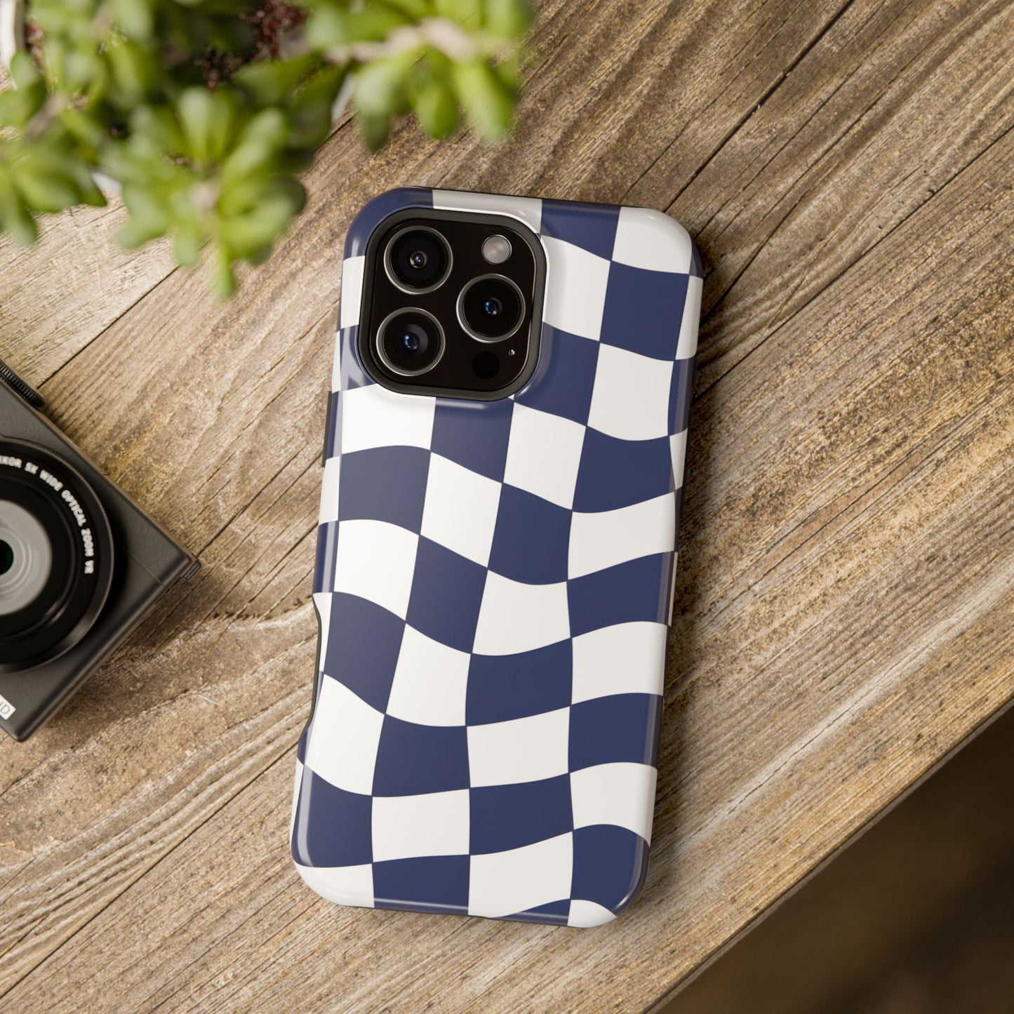 Wavy Checkerboard Phone Case – MagSafe Compatible for iPhone & Samsung Galaxy