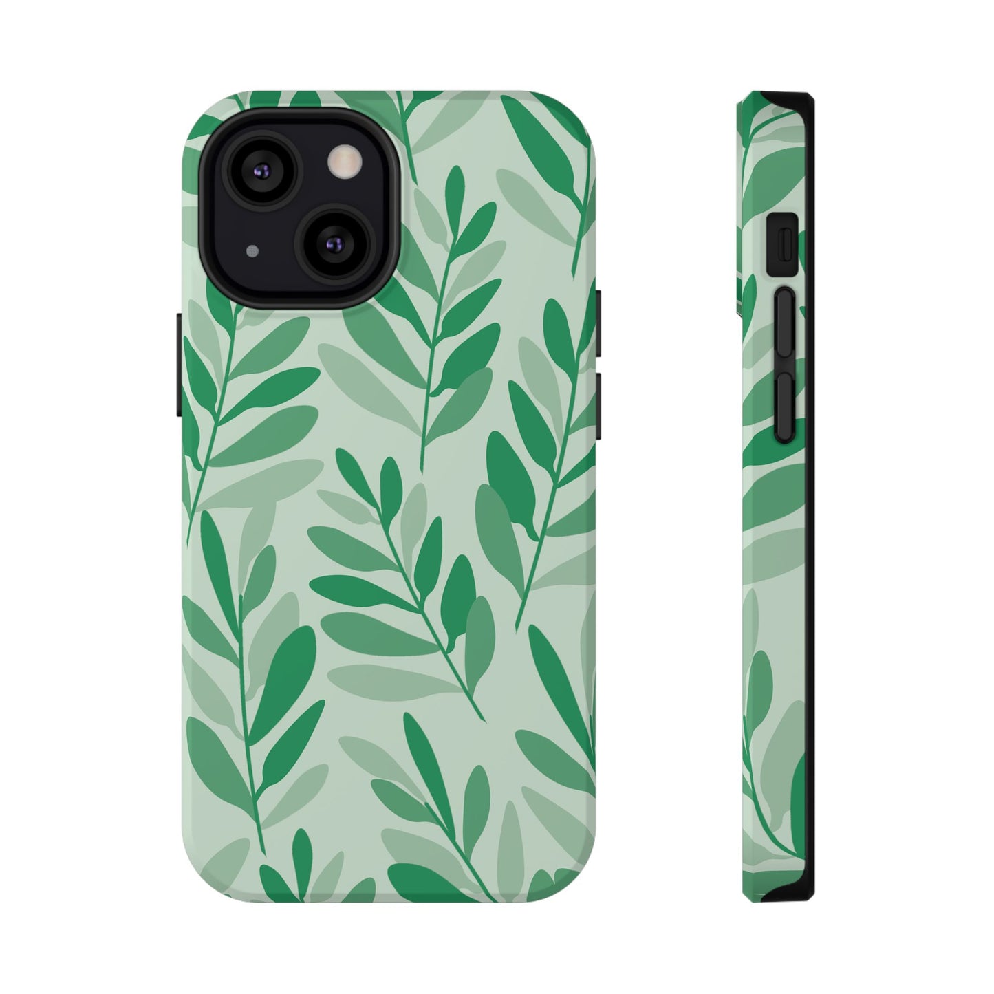 Green Leaf Pattern Phone Case – MagSafe Compatible for iPhone & Samsung Galaxy