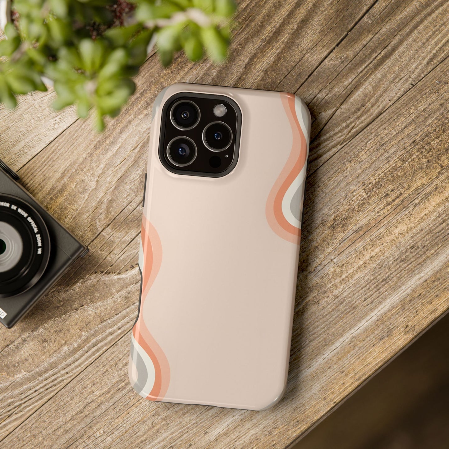 Minimalist Neutral Wavy Phone Case – MagSafe Compatible for iPhone & Samsung Galaxy