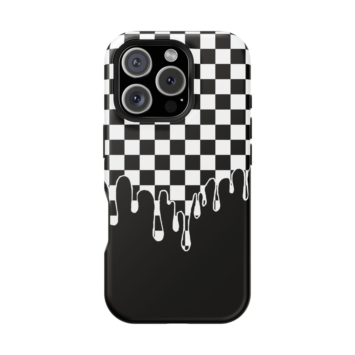Dripping Checkerboard Phone Case – MagSafe Compatible for iPhone & Samsung Galaxy