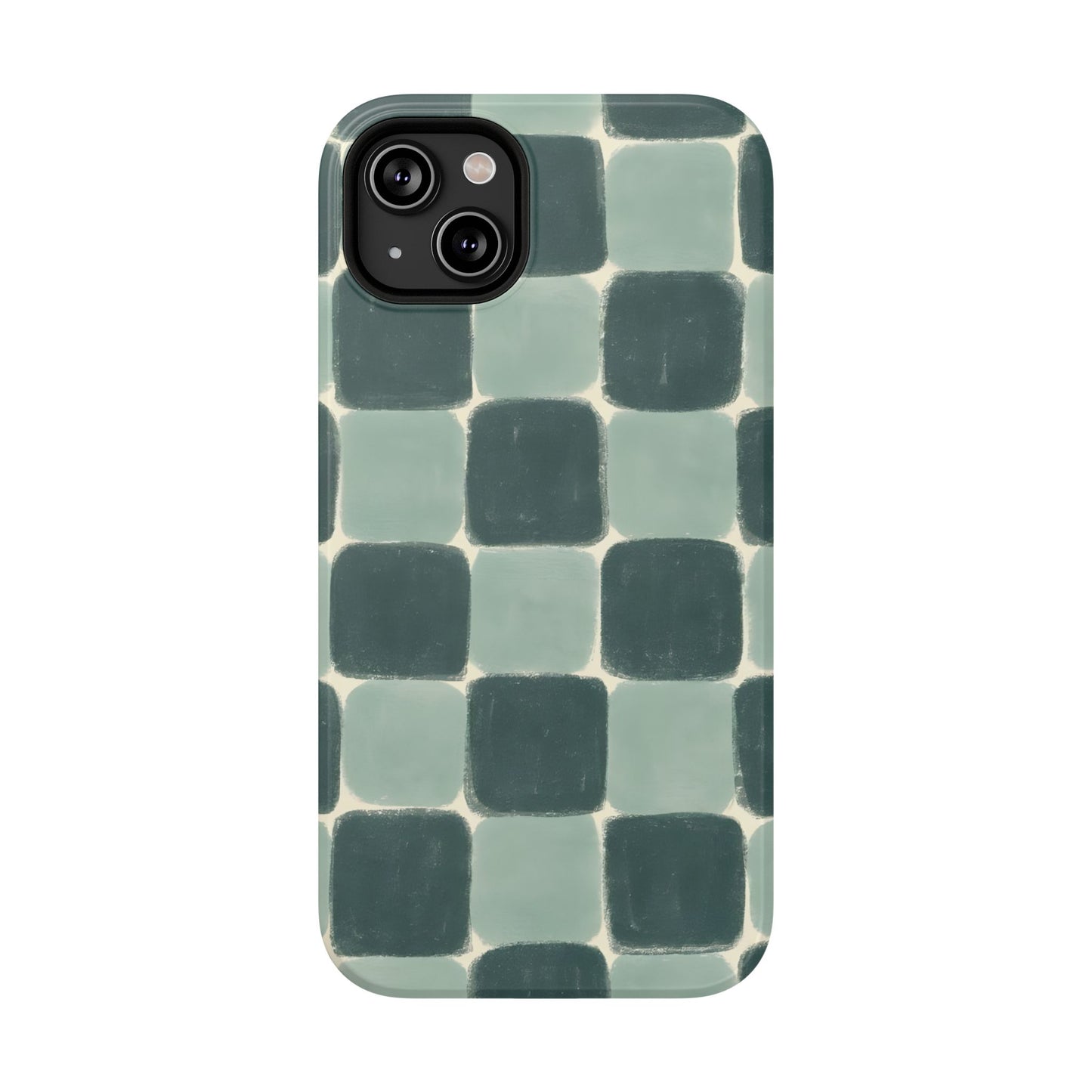 Green Checkerboard Retro Phone Case – MagSafe Compatible for iPhone & Samsung Galaxy