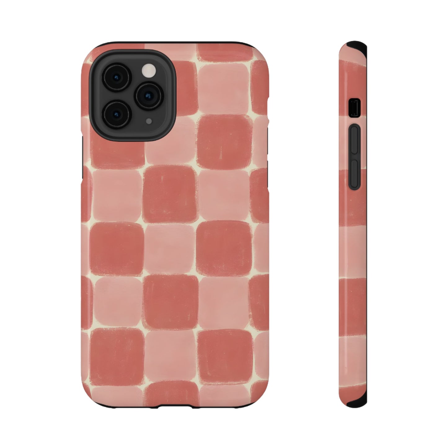 Blush Pink Checkerboard Phone Case – MagSafe Compatible for iPhone & Samsung Galaxy