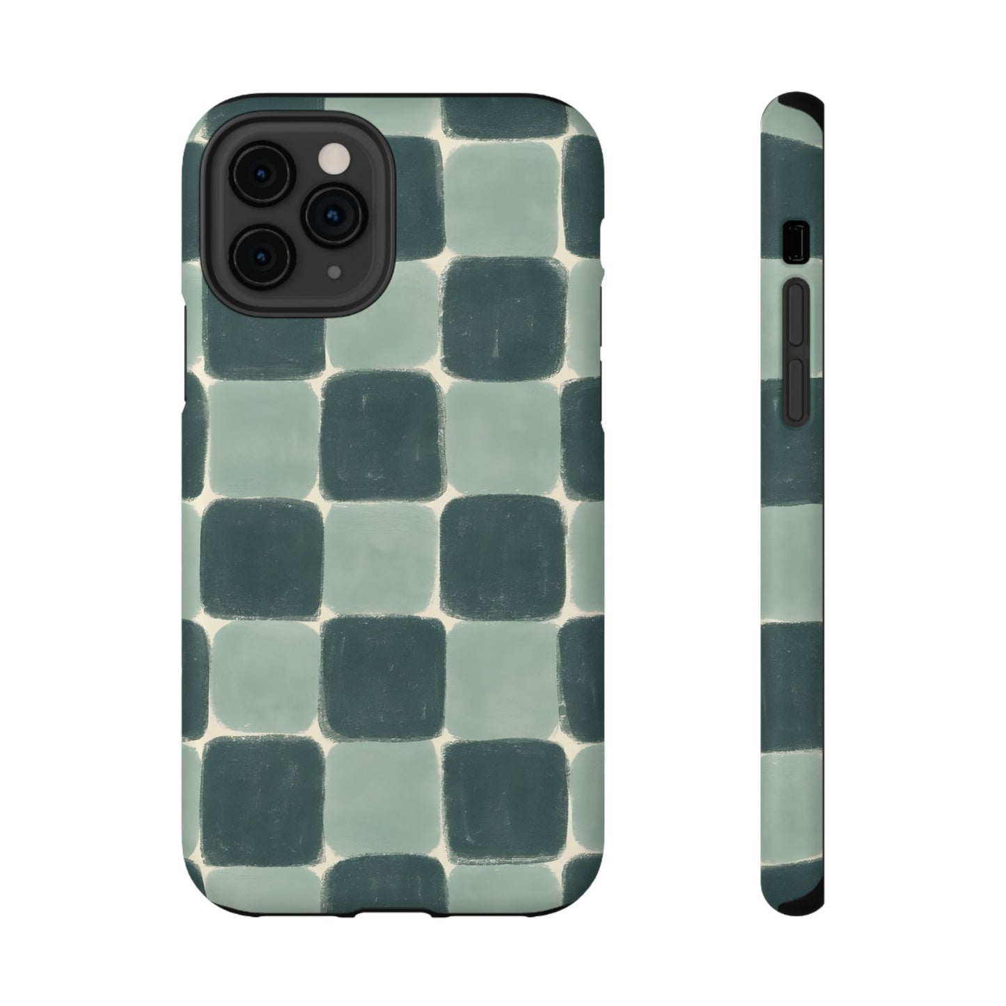 Green Checkerboard Retro Phone Case – MagSafe Compatible for iPhone & Samsung Galaxy