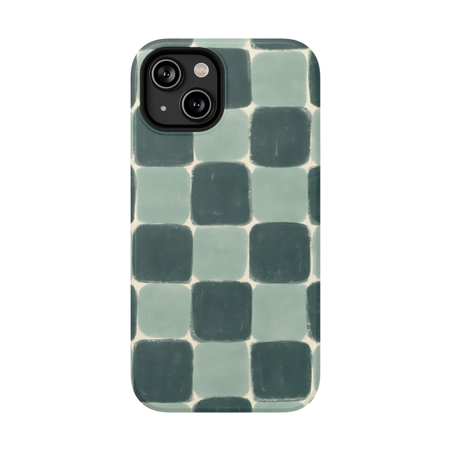 Green Checkerboard Retro Phone Case – MagSafe Compatible for iPhone & Samsung Galaxy