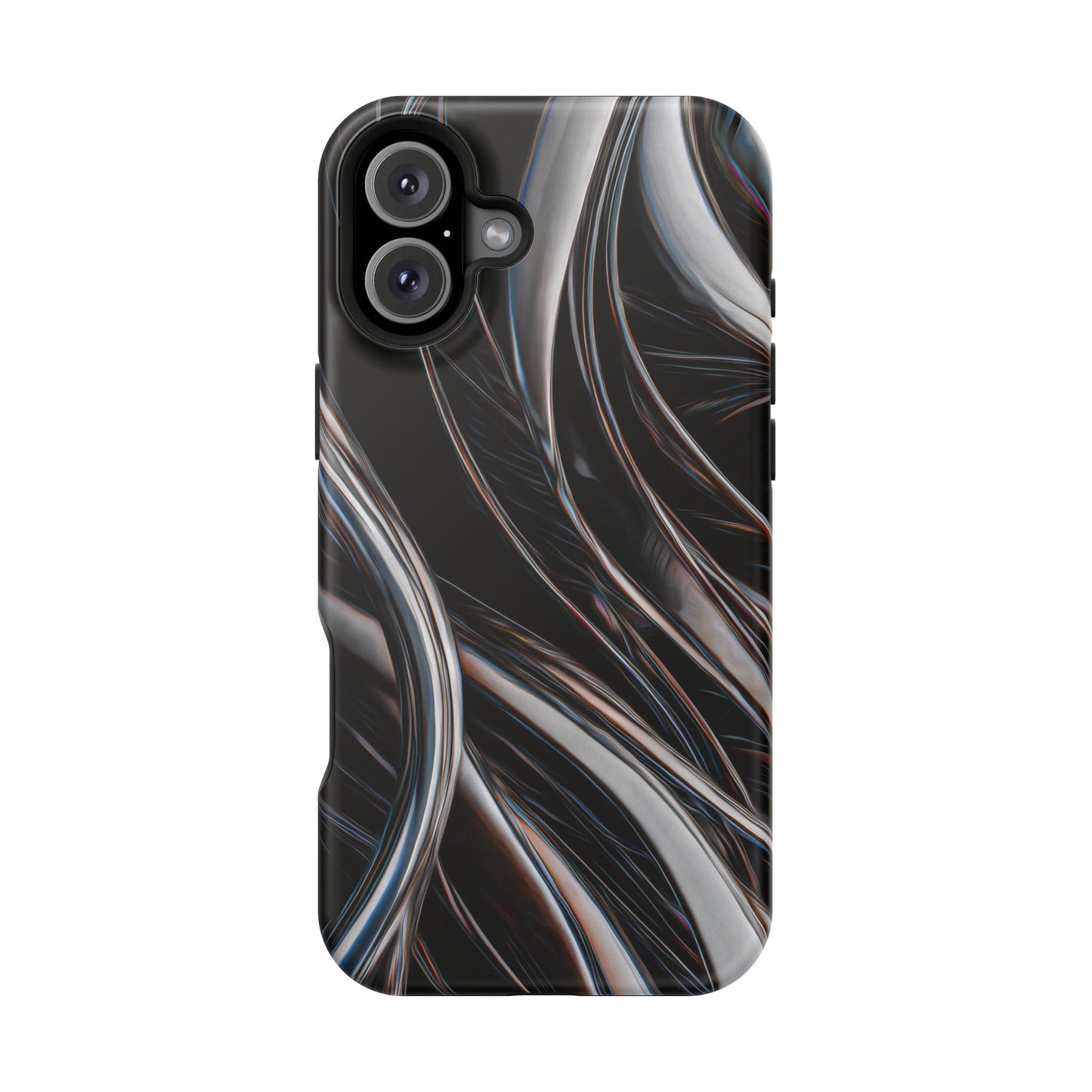 Black Metallic Streaks Phone Case – MagSafe Compatible for iPhone & Samsung Galaxy