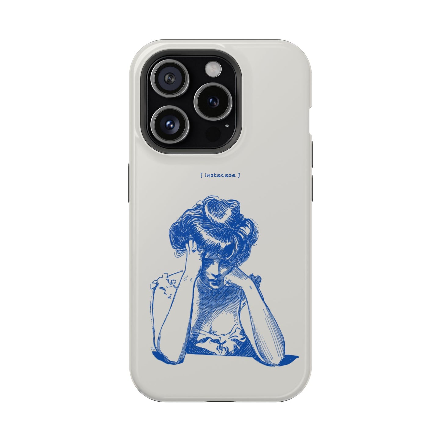 Melancholy Muse Line Art Phone Case – MagSafe Compatible for iPhone & Samsung Galaxy