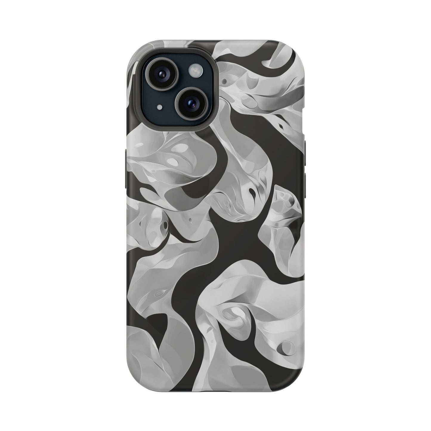 Abstract Monochrome Swirl Phone Case – MagSafe Compatible for iPhone & Samsung Galaxy