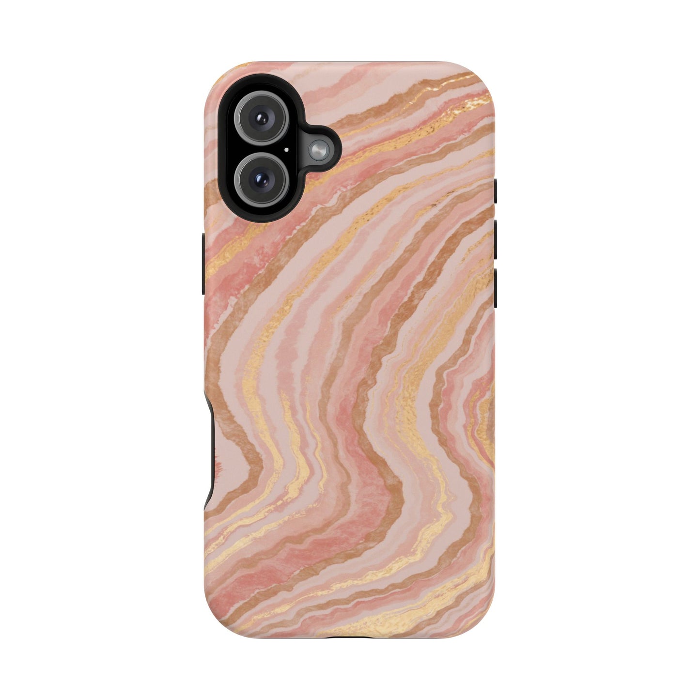 Rose Gold Marble Wave Phone Case – MagSafe Compatible for iPhone & Samsung Galaxy