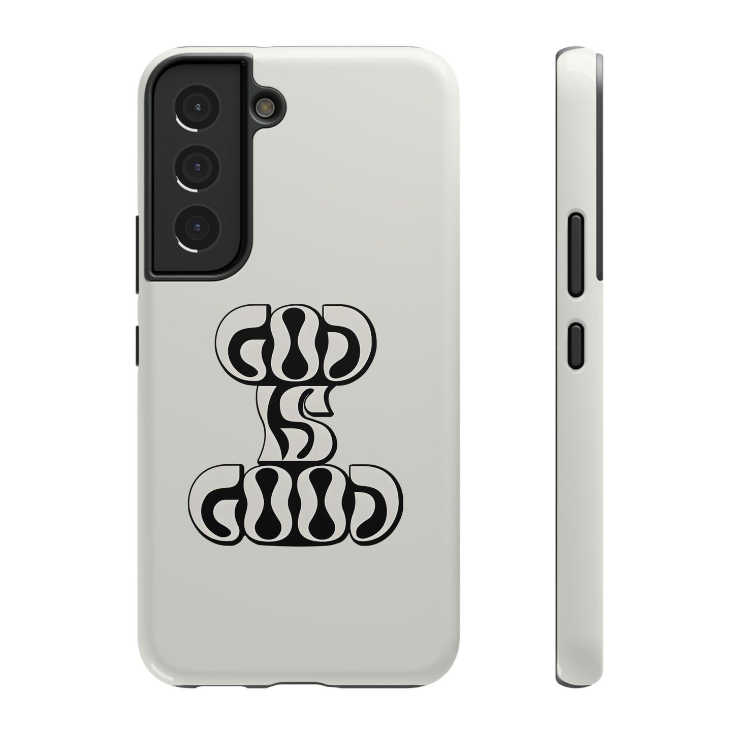 Black & White Bold "God Is Good" Phone Case – MagSafe Compatible for iPhone & Samsung Galaxy