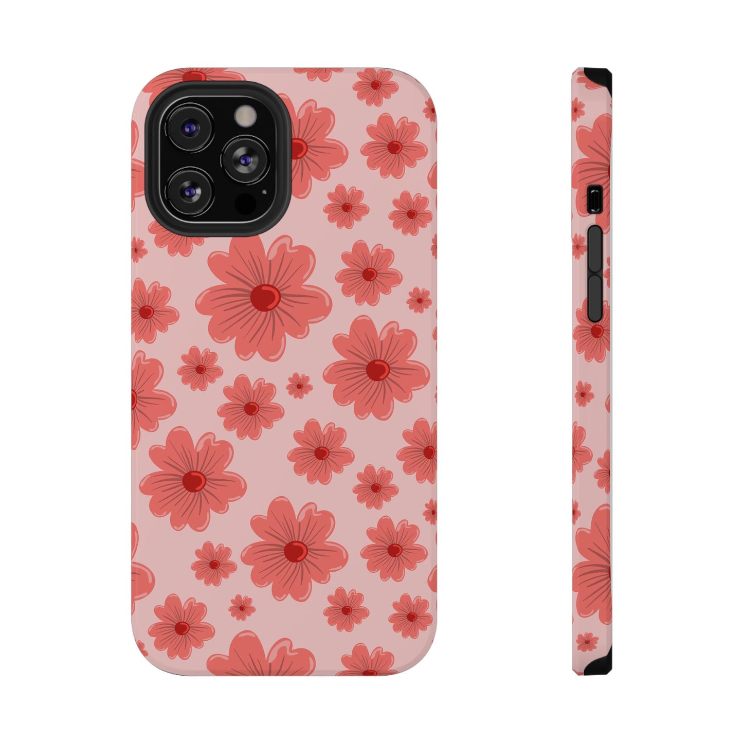 Blush Red Floral Phone Case – MagSafe Compatible for iPhone & Samsung Galaxy