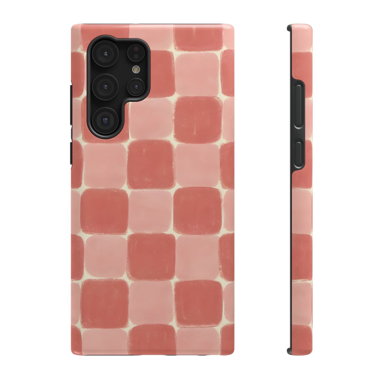 Blush Pink Checkerboard Phone Case – MagSafe Compatible for iPhone & Samsung Galaxy
