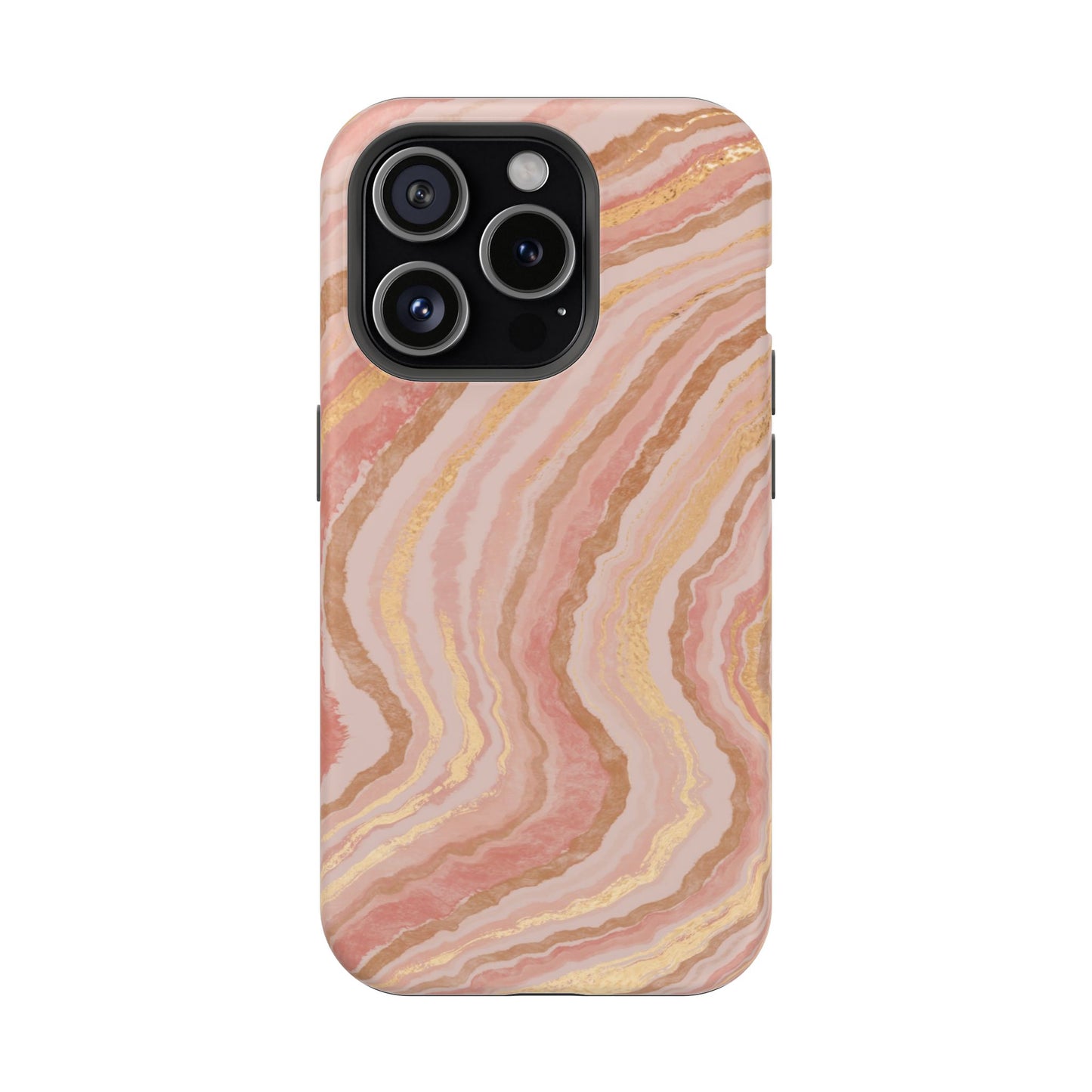 Rose Gold Marble Wave Phone Case – MagSafe Compatible for iPhone & Samsung Galaxy