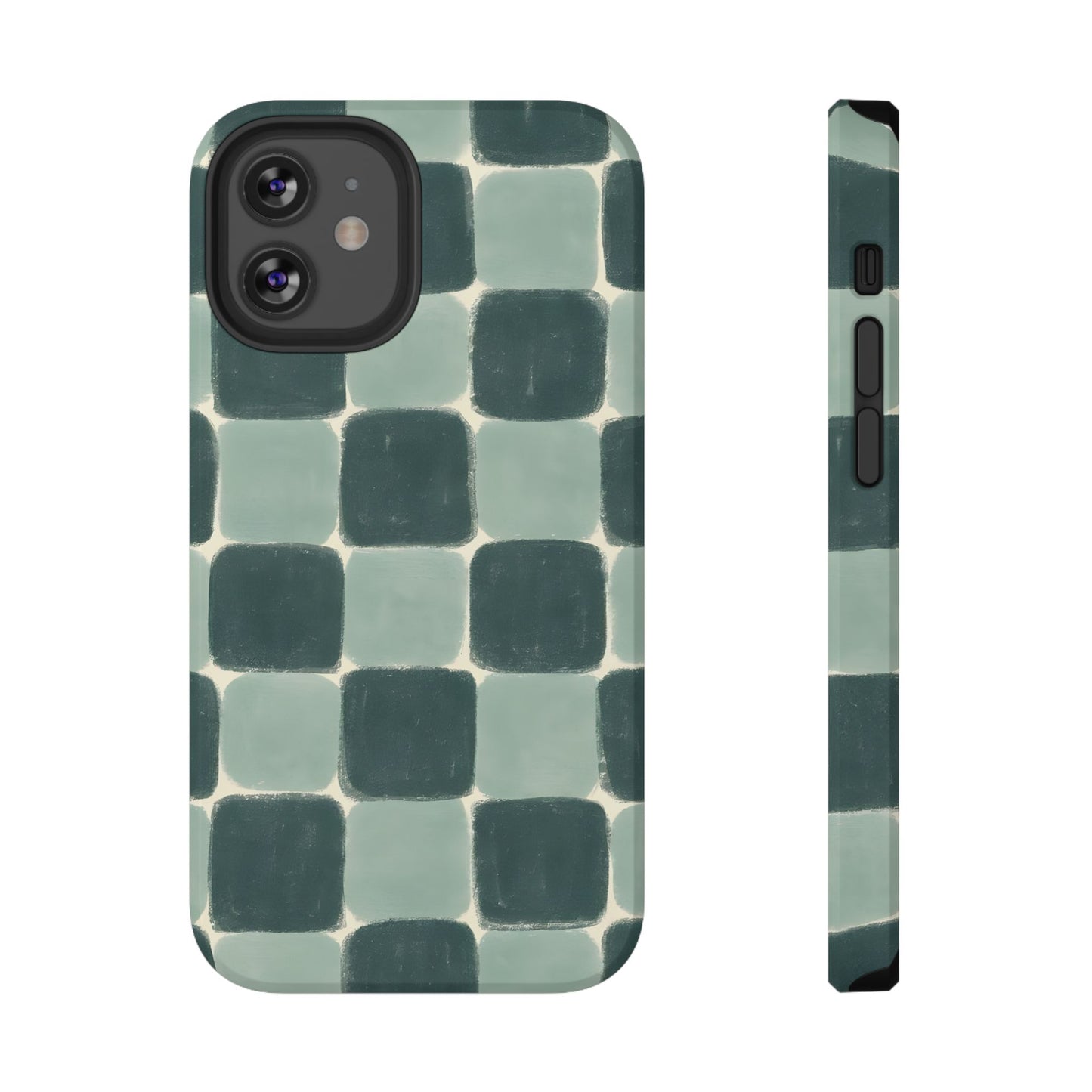 Green Checkerboard Retro Phone Case – MagSafe Compatible for iPhone & Samsung Galaxy