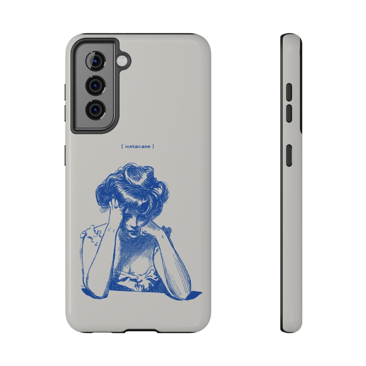 Melancholy Muse Line Art Phone Case – MagSafe Compatible for iPhone & Samsung Galaxy