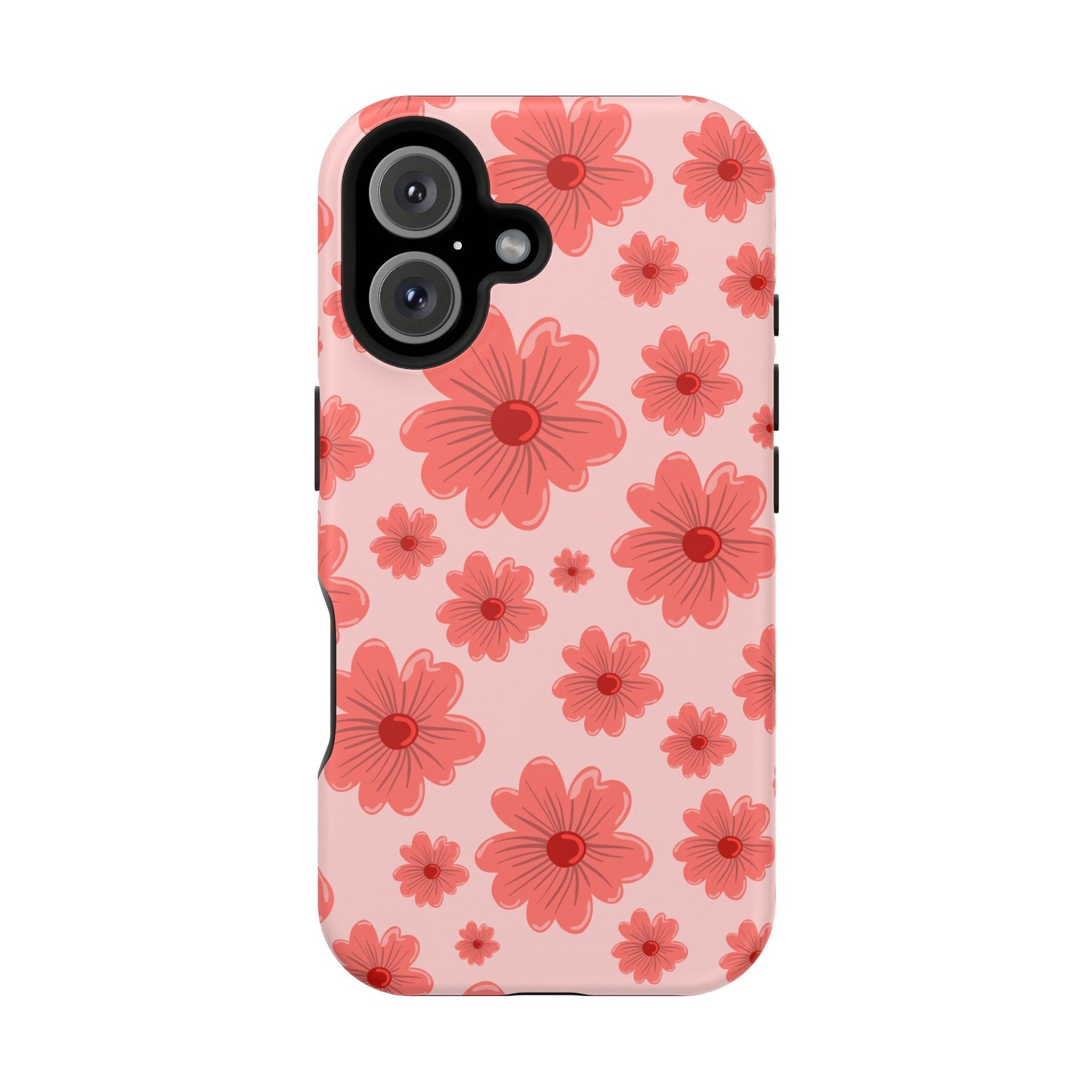 Blush Red Floral Phone Case – MagSafe Compatible for iPhone & Samsung Galaxy