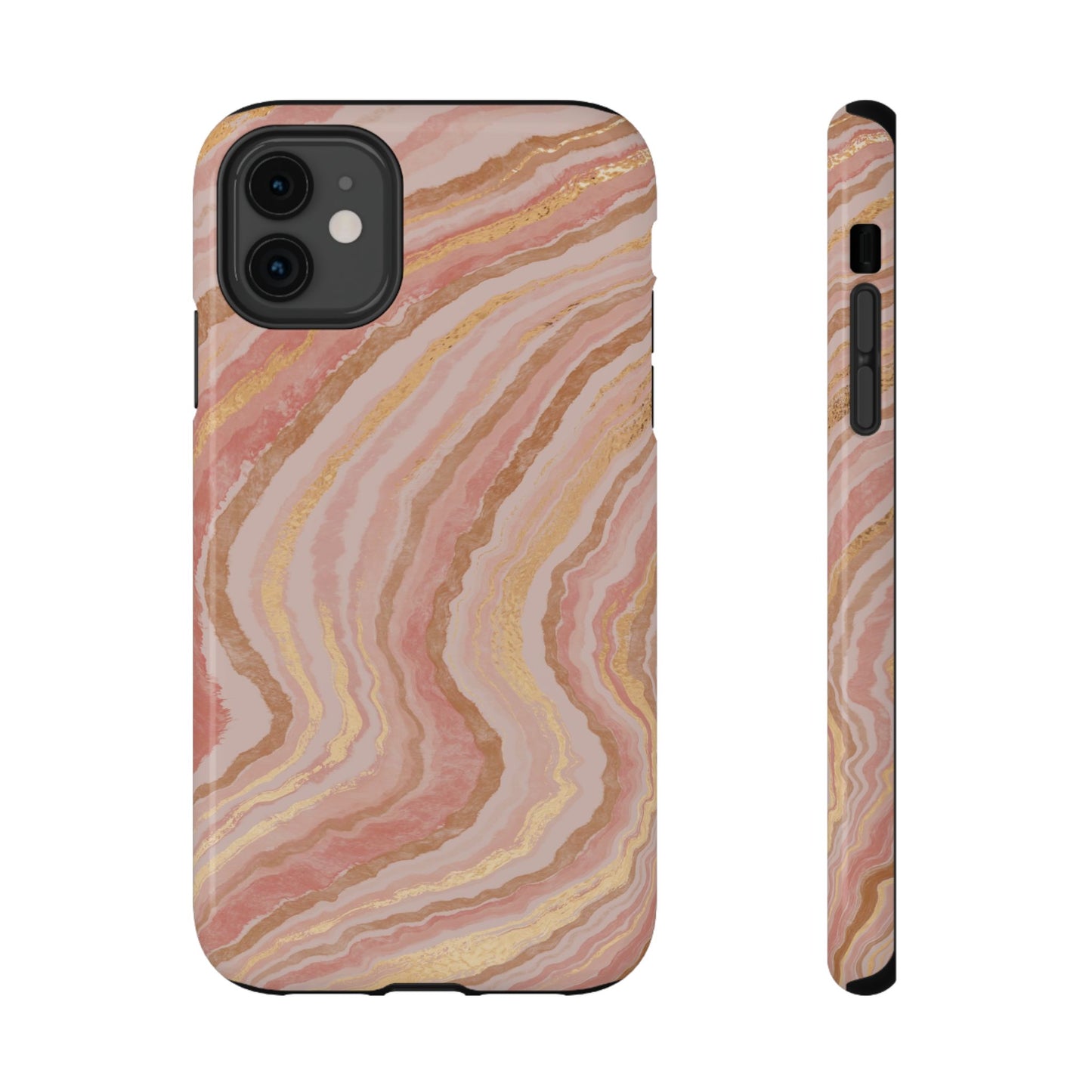 Rose Gold Marble Wave Phone Case – MagSafe Compatible for iPhone & Samsung Galaxy