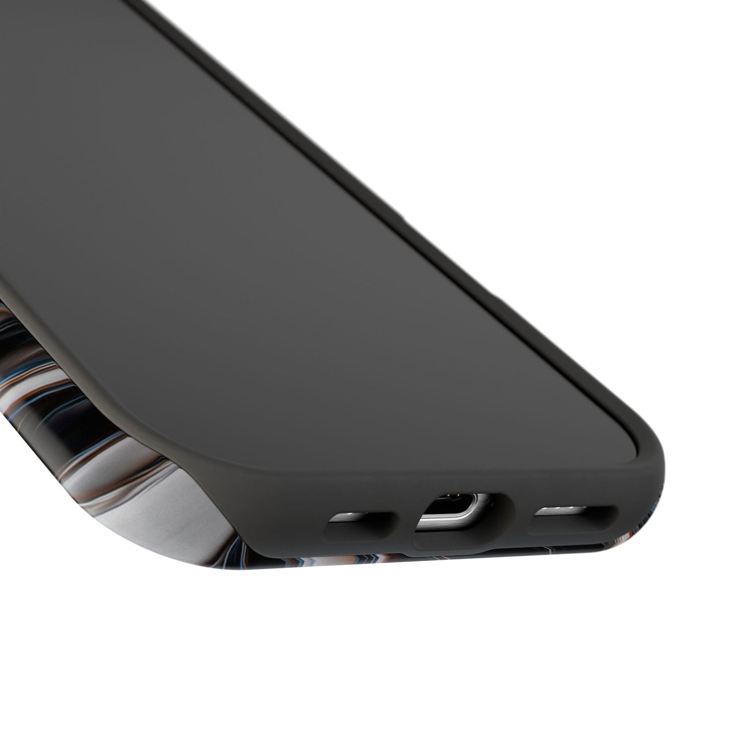 Black Metallic Streaks Phone Case – MagSafe Compatible for iPhone & Samsung Galaxy