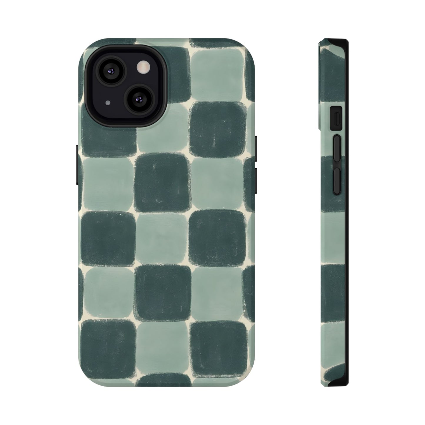 Green Checkerboard Retro Phone Case – MagSafe Compatible for iPhone & Samsung Galaxy