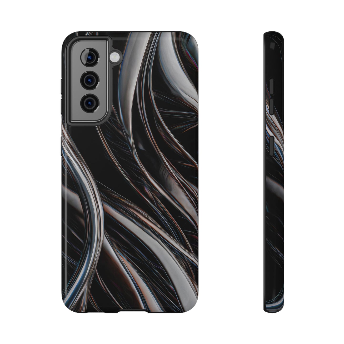 Black Metallic Streaks Phone Case – MagSafe Compatible for iPhone & Samsung Galaxy