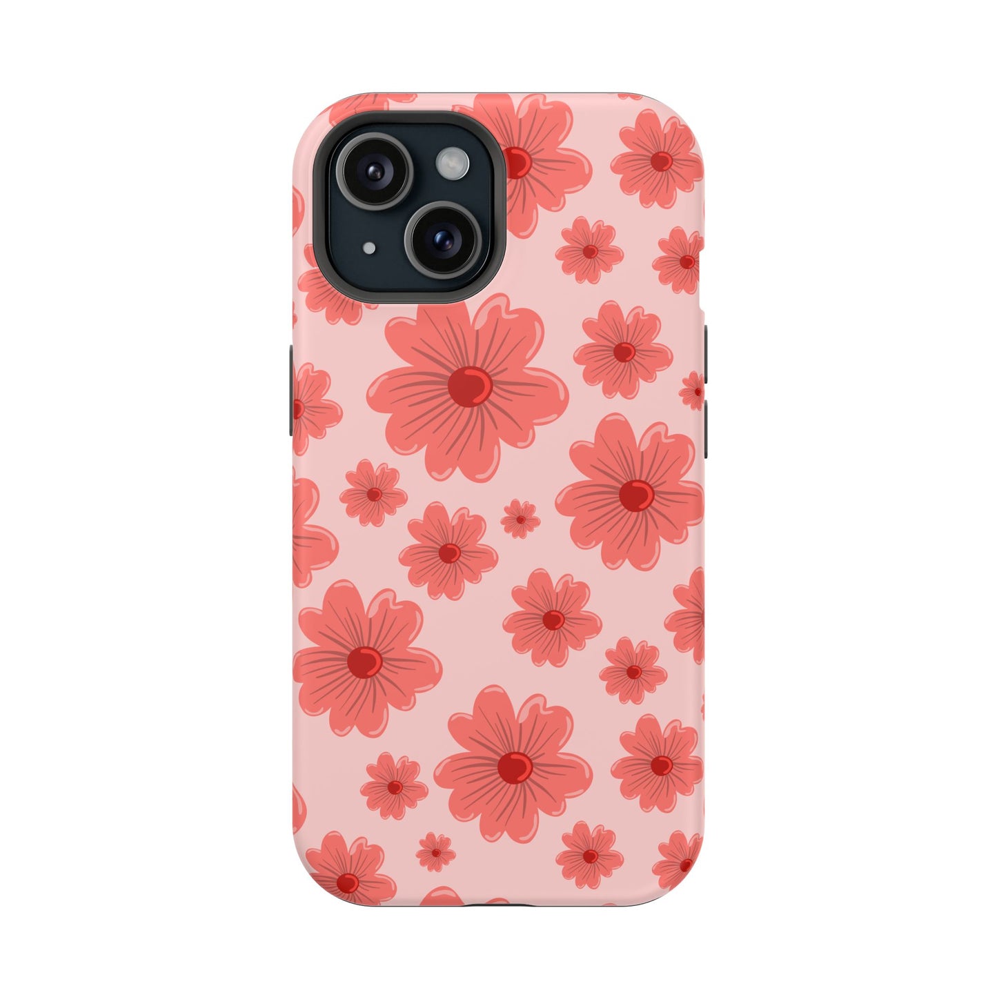 Blush Red Floral Phone Case – MagSafe Compatible for iPhone & Samsung Galaxy