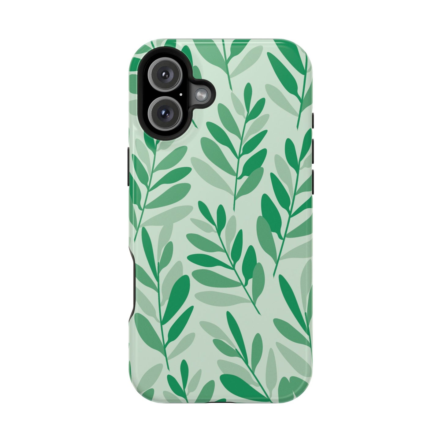 Green Leaf Pattern Phone Case – MagSafe Compatible for iPhone & Samsung Galaxy
